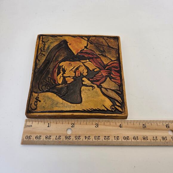 Vintage Hand-Painted Captain Flint Pirate Ceramic Wall Tile 4.25” Plaque - Picture 8 of 8